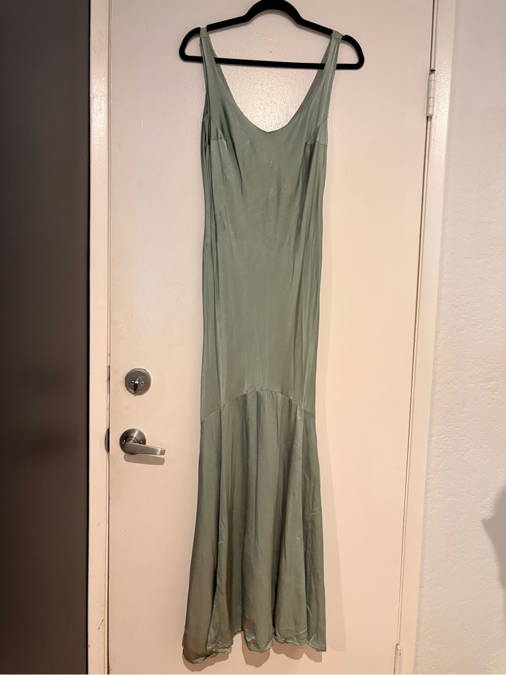 Topshop Sage Green Satin Backless Slip Maxi Dress - Picture 3 of 5